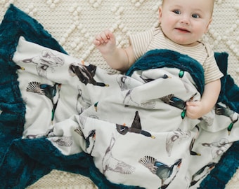 Duck Hunting Baby Blanket Mallard Duck Nursery Crib Bedding Baby Name Gift Baby Shower Custom Swaddle Outdoor Theme Decor Boys Room Idea