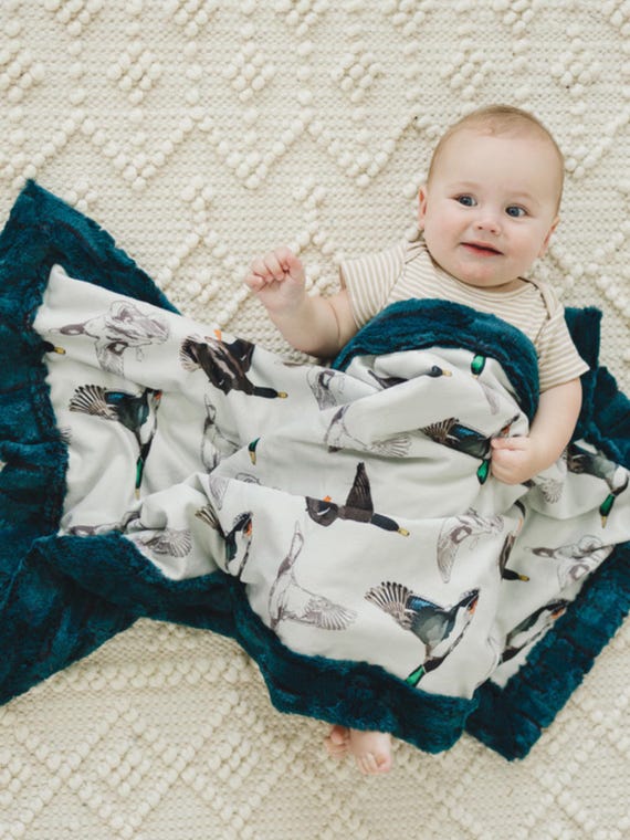 Duck Hunting Baby Blanket Mallard Duck Nursery Crib Bedding Baby Name Gift Baby Shower Custom Swaddle Outdoor Theme Decor Boys Room Idea