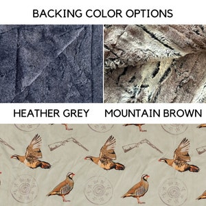 Manta de caza Chukar de piel sintética Minky, manta de cazador con estampado Chukar, ropa de cama para cazadores de aves de montaña, regalo para papá, regalo de Navidad, Día del Padre imagen 3
