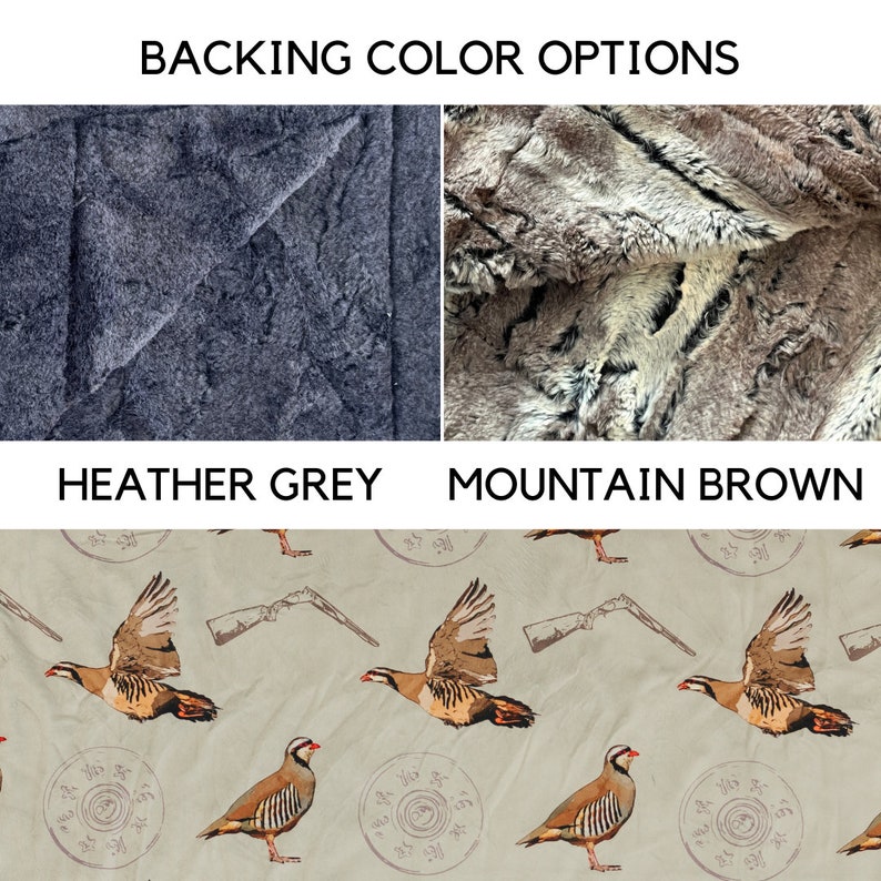 Manta de caza Chukar de piel sintética Minky, manta de cazador con estampado Chukar, ropa de cama para cazadores de aves de montaña, regalo para papá, regalo de Navidad, Día del Padre imagen 3