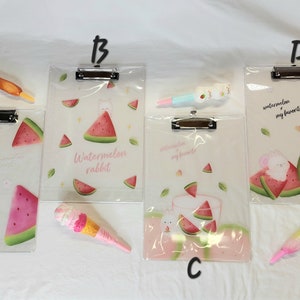 Waterlmelon Bunny Kawaii Acrylic Clipboard