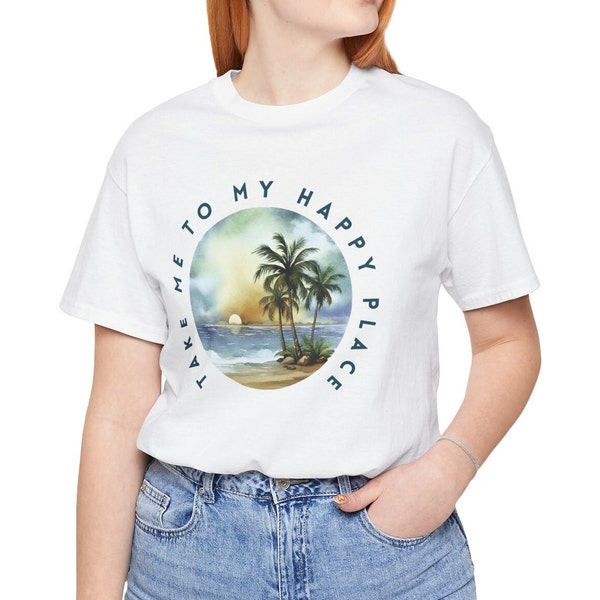 Women t-shirt with quote, women casual t-shirt, white top, beach lover gift, gift for her, nautical theme gift, palm trees, women birthday