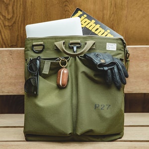 Navy top helmet bag