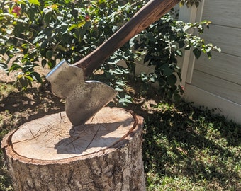 Vintage, Marked, "Broad" Hewing Hatchet on new Hickory Handle