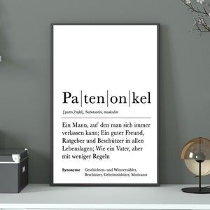Poster GODFATHER | Annunciation | gift | Definition | babies | Pregnancy | anticipation | Godfather | Godfather | Thanks | Art print digital