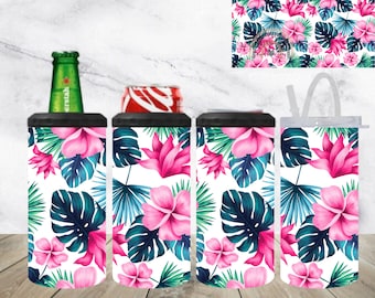 Floral Can Cooler | Gift For Her | Hawaiian Flowers | Colorful Flowers | Summer Vacation | Gift for Sister | Bachelorette Party