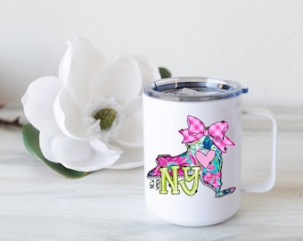 New York State Coffee Mug: NY Souvenir Gift, 12oz Stainless Steel