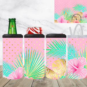 Hawaiian Tumbler: Tropical Floral 4-in-1 Can Cooler