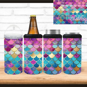 Mermaid Scale Cup, Mermaid Tumbler, Personalized Mermaid 4 in 1 Can Cooler, Mermaid Lover gift, Mermaid Tail, Drink Holder