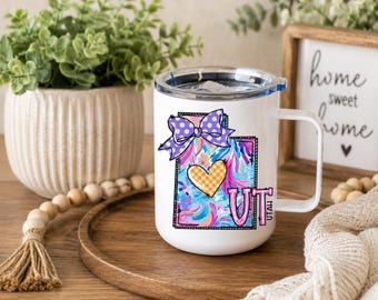 Utah Camper Mug, UT State Coffee Mug, Colorful Utah Gift for Her, Utah Souvenir, State Pride Mug, Utah Lover Travel Cup