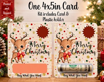 Christmas Money Card Holder | Reindeer Cash Gift Holder | 4x5 Christmas Cash Card | Holiday Money Gift | Stocking Stuffer | Kids Gift