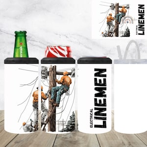 Linemen 4 in 1 Can Cooler | Powerline Gift | Linemen Tumbler | Lineman Water Bottle | Gift For Line Crew | I Love My Lineman | Father&#39;s Day