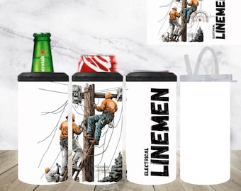 Lineman 4-in-1 Can Cooler: Powerline Worker Gift