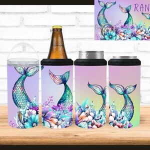 Mermaid Scale 4-in-1 Can Cooler: Personalized Tumbler, Cruise Vacation Cup