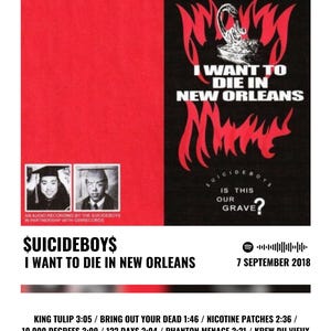 Suicideboys - Jag vill dö i New Orleans | Skivomslagsaffisch | Väggdekor | Hiphop/Rap-affisch | Digitalt tryck