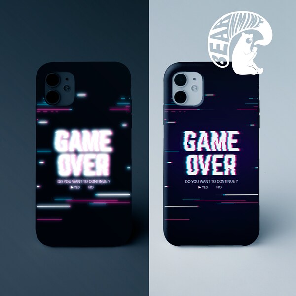 Led light 'Game Over' phone cases-cover for Samsung, Huawei & iPhone 14 13 12 11 XR XS Max 8 7 6 Pro Plus Mini/personalized cases/ cyberpunk