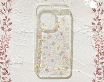 Real, Handmade, Pressed Flower Phone Case, Pink flower with sparks phone case iPhone 13 12 11 XR XS Max 8 7 6 Pro Plus/hibiscus flower cases