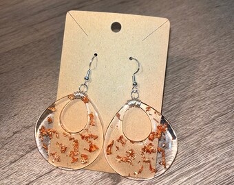 Copper Flake Resin Earrings