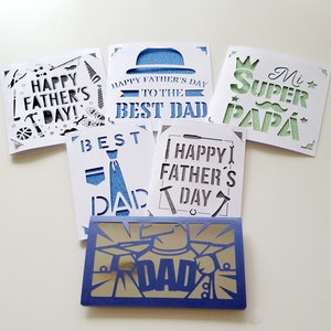 Cartes de fête des pères faites main, cartes faites main, papier cartonné, coloré