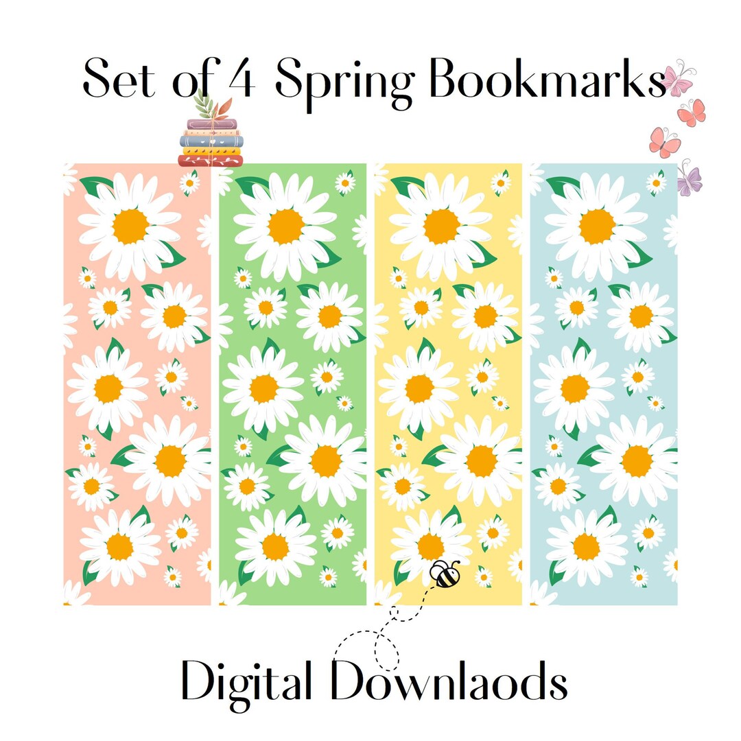 Spring Bookmarks Diy Spring Daisy Printable Bookmarks, Bookish Bookmark Set, Page Savers ...