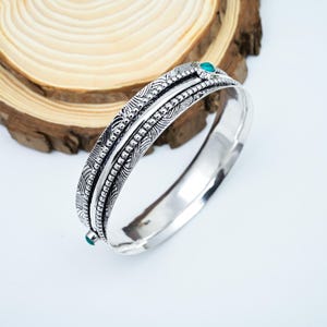 Turquoise 925 Sterling Silver Handmade Bangle - Minimalist Design, Handcrafted Jewelry, Perfect for Women, Adjustable Bracelet For Gifts