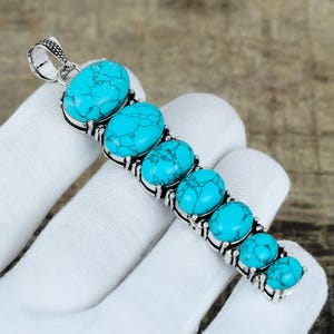 Natural Turquoise Gemstone Pendant Handmade Pendant in 925 Sterling Silver Jewelry, Boho Jewelry Pendant For Birthday Gift, Wedding Gifts
