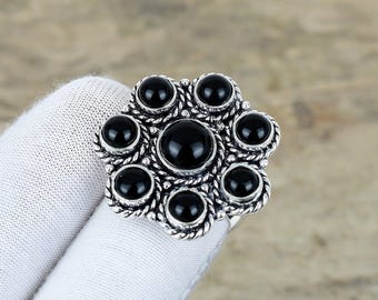 Vintage ジュエリー オニキスリング シルバー925 天然ブラックオニキス宝石リング、925スターリングシルバージュエリー