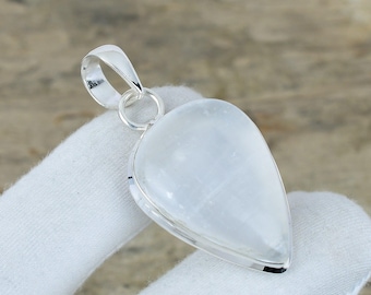 Ciondolo In Selenite Naturale – Cristallo Bianco Luminoso Con Effetto Setoso, Pietra Semipreziosa - 2