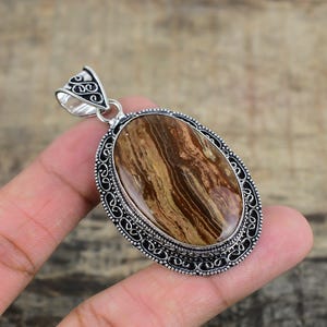 Tiger Eye Pendant Natural Tiger Eye Gemstone Handcrafted 925 Sterling Silver Pendant, Vintage-Inspired Pendant For Birthday Gifts