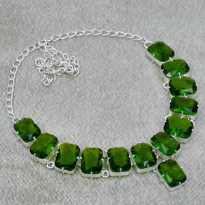 Green Tourmaline Gemstone Necklace Handmade 925 Sterling Silver, Adjustable Chain Necklace, Necklace Jewelry, Anniversary Gift For Love