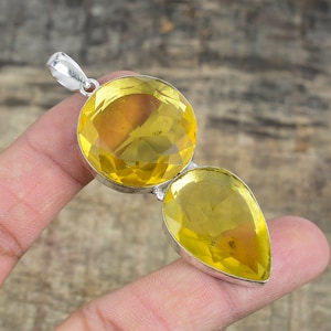 Citrine Gemstone Pendant Handmade 925 Sterling Silver Pendant, Designer Pendant Artisan Jewelry Handmade Pendant Necklace Engagement Gifts