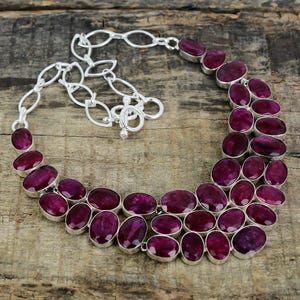 Designer Ruby Gemstone Necklace 925 Sterling Silver Necklace Jewelry, Perfect for Anniversary Gifts, Bohemian Jewelry, Birthday Gift For Mom