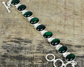 Braccialetto in labradorite Green Flash, bracciale fatto a mano in argento sterling 925, gioielli con pietre preziose, bracciale a catena regolabile, regalo di compleanno per lei