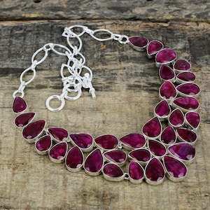 Beautiful Kashmir Ruby Necklace 925 Sterling Silver Handmade Necklace, Perfect For Birthday Gift, Bohemian Jewelry, Anniversary Gift For Mom