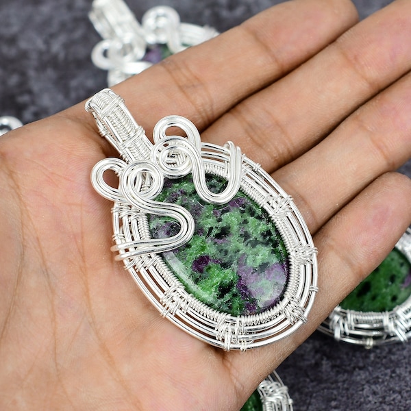 SALE!!  Ruby Zoisite Silver Pendant Handmade Jewelry 925 Sterling Silver Wire Wrapped Ruby Zoisite Gemstone Ruby Zoisite Pendant Gift Item