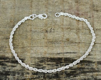 SILVER925 TWIST DESIGN BRACELET/シルバー/ブレス Sterling Silver Twist Bracelet, Dainty Chain - Etsy