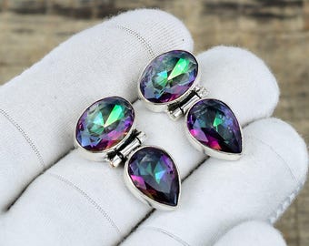 Rainbow Mystic Topaz 925 Sterling Silver Earring, Gemstone Earring, Designer Earring, Beautiful Earring, Girls Earring, Birthday Gift