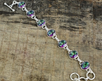 Rainbow Mystic Topaz Bracelet, 925 Sterling Silver Handmade Bracelet, Mystic Topaz Bracelet, Unique Bracelet, Wedding Gift, Love Gifts