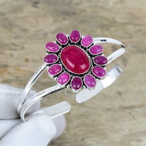 Beautiful Ruby Gemstone Bangle, 925 Sterling Silver Handmade Bangle , Boho Jewelry, Everyday Wear Jewelry Unique Bangle For Easter Gift