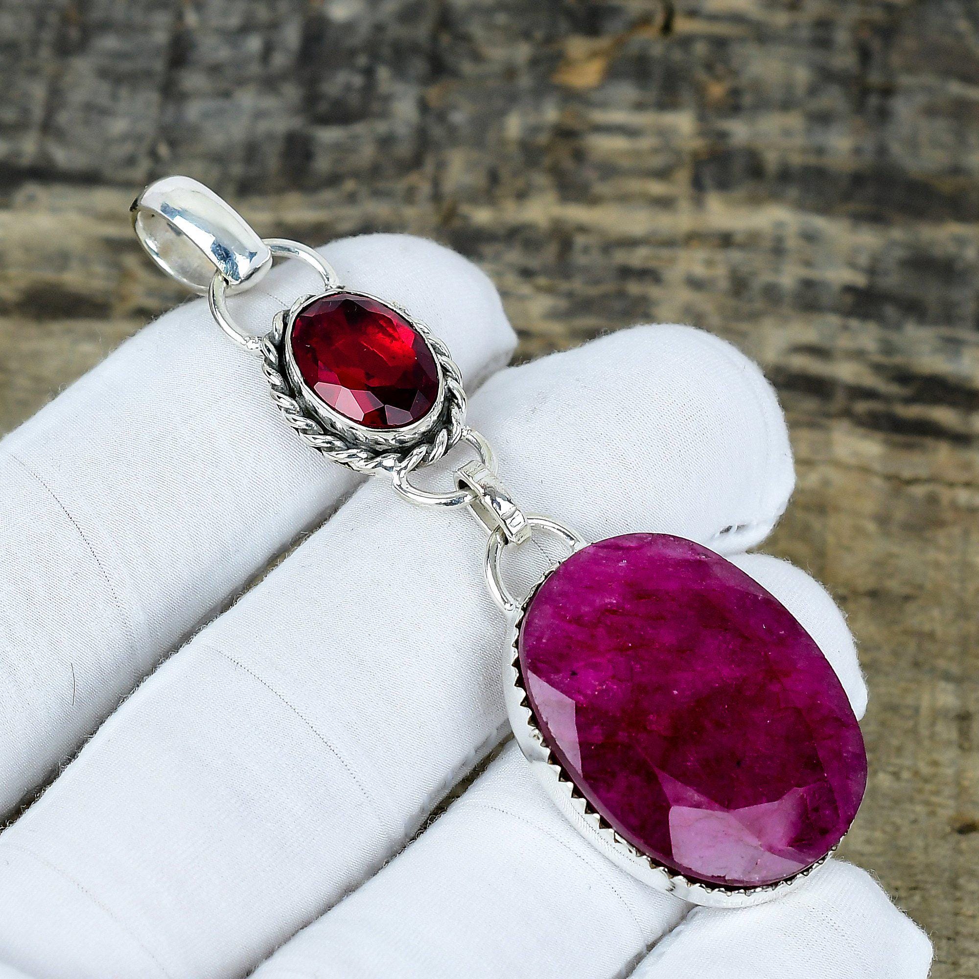 カシミールルビーペンダント 925スターリングシルバーペンダント