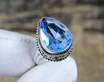 Amazing Aquamarine Gemstone Silver Ring, Handmade Ring, Gemstone Ring, Gift For Her, Ring for women, Boho Ring, 925 Sterling Silver Ring