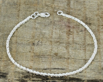 Box Chain Bracelet, Sleek & Strong Chain Jewelry Design Bracelet, 925 Sterling Silver Jewelry Minimalist Bracelet- Dainty Layering Bracelet