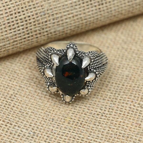 Bloodstone Gemstone Ring , 925 Sterling Silver Ring, Handmade Rings, Unisex Ring, Gemstone Jewelry Ring, Women Handmade Ring