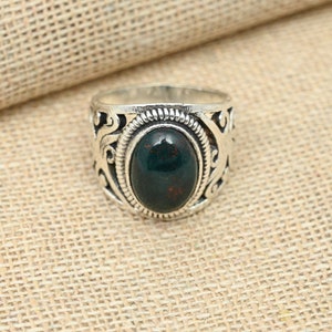 Bloodstone Gemstone Ring , 925 Sterling Silver Ring, Handmade Rings, Unisex Ring, Gemstone Jewelry Ring, Women Handmade Ring