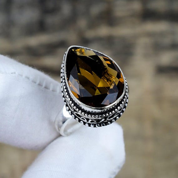 Smokey Topaz Gemstone 925 Sterling Silver Handmade Ring  Smokey Topaz 925 Sterling Silver Ring display picture 1