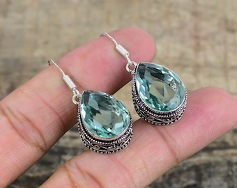 Aquamarine Earrings Aquamarine Gemstone 925 Sterling Silver Earrings Handcrafted Sterling Silver Aquamarine Dangle Earring For Birthday Gift