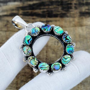 Abalone Shell Pendant in 925 Sterling Silver, Handmade Pendant For Gifts, Abalone Shell Gemstone, Artisan Crafted Jewelry For Love Gifts