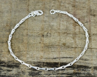 925 Sterling Silver Paperclip Chain Bracelet - Silver Minimalist Bracelet- Dainty Bracelet- Layering Bracelet- Gift for Her- Girlfriend Gift