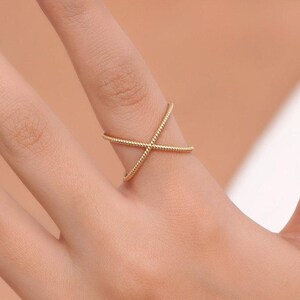 X Ring / 14k Gold Crossed Ring / Best Seller / 14k Gold Criss Cross Ring / Dainty and Beautiful / Rose, Yellow, White Gold