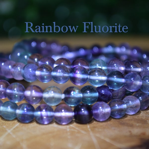 Rainbow Fluorite 6mm Facet Bracelet -  Healing , Protection, Aura uplifter , Detox